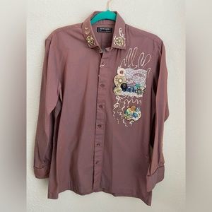 Pierre Cardin Novelty Button Down Shirt Size M Fitted, NWT